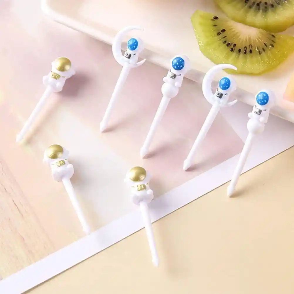 Set X8 Mini Palitos Fruta Postres Pincho Palillos Decorativo Fiesta Astronauta