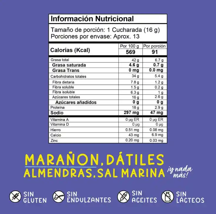 Esparcible Marañón Y Dátiles Marca Krima 200 G