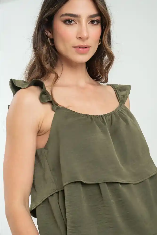 Blusa Millie Color Verde Militar Talla M