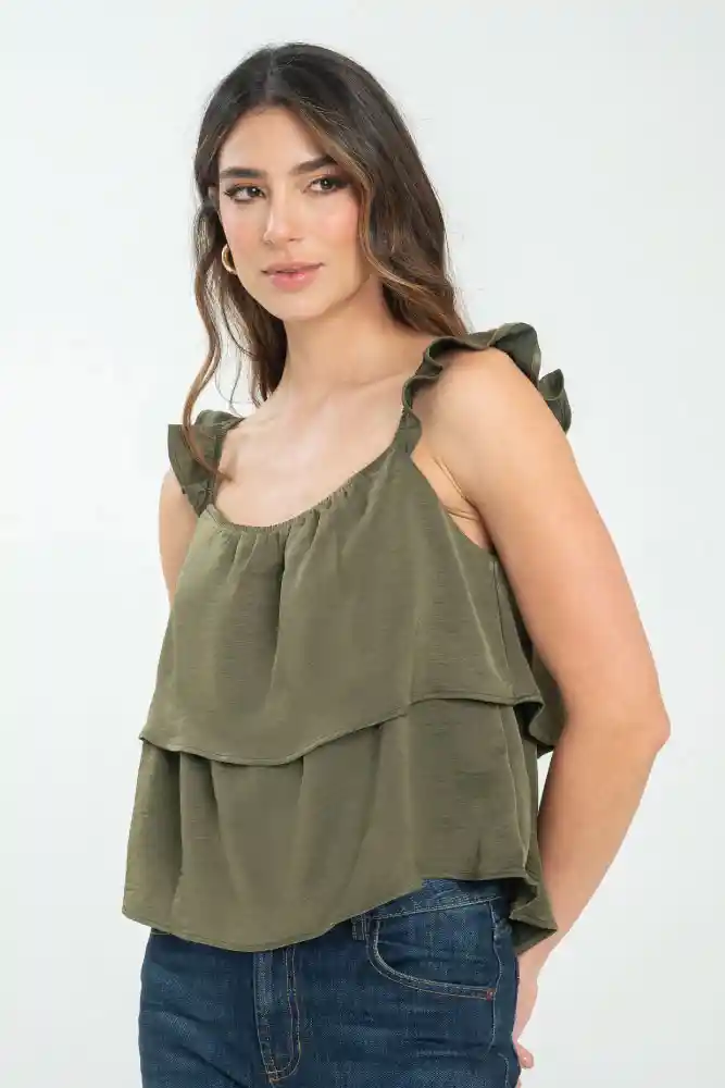 Blusa Millie Color Verde Militar Talla Xs