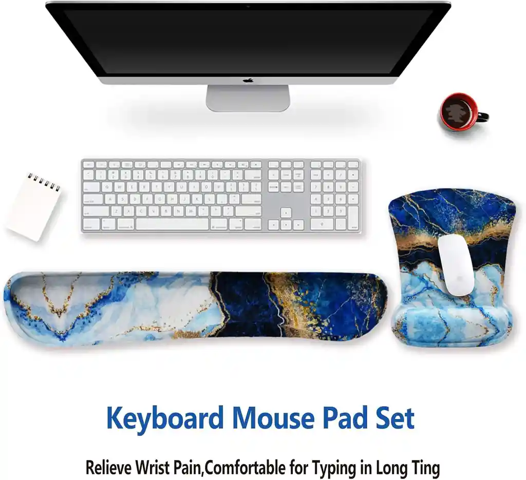 Apoyamuñecas Teclado Y Mouse Pad Memoria Ergonomica