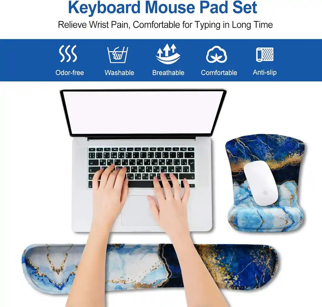 Apoyamuñecas Teclado Y Mouse Pad Memoria Ergonomica