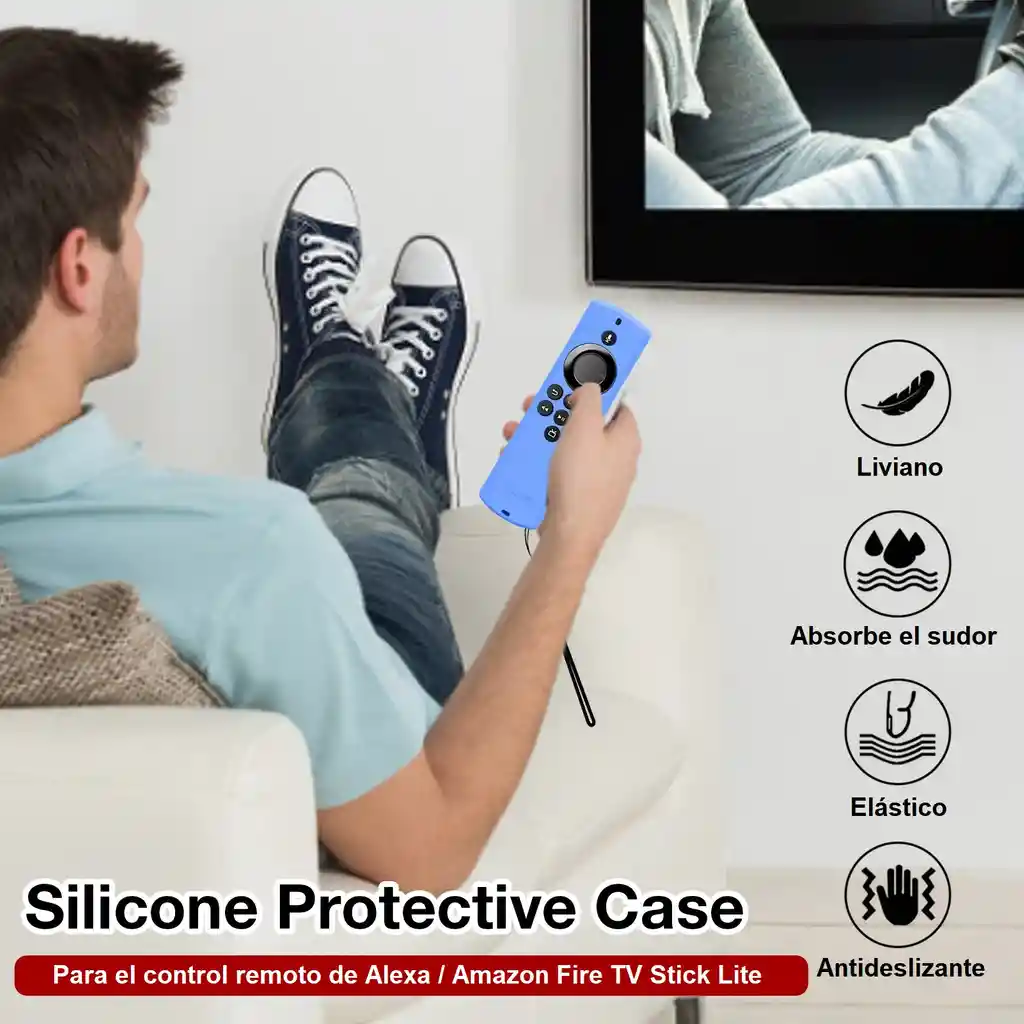 Funda Forro Protector Control Amazon Fire Tv Stick Lite, Azul Luminiscente