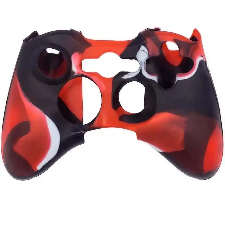 Funda Forro Protector Control Mando Xbox 360, Rojo Vetas Negras