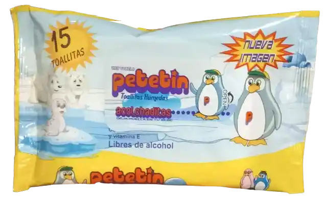 Pañitos Humedos Para Bebe, 0% Alcohol, 15 Unds - Petetin