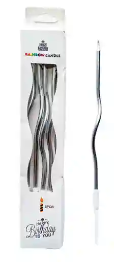 Vela Curva Metalizada Plata Paquete 6 Und