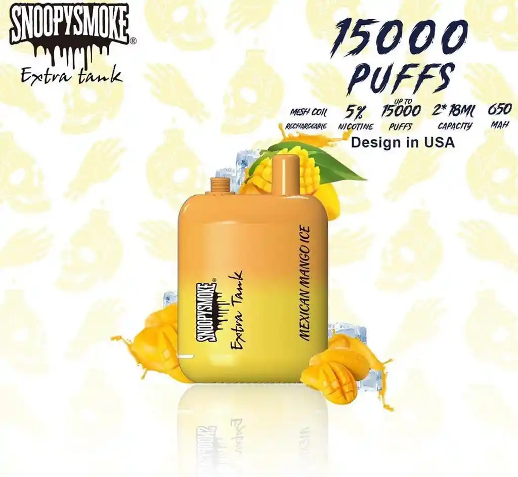 Snoopy Smoke Vaper 15000 Puffs Hielo De Mango Mexicano