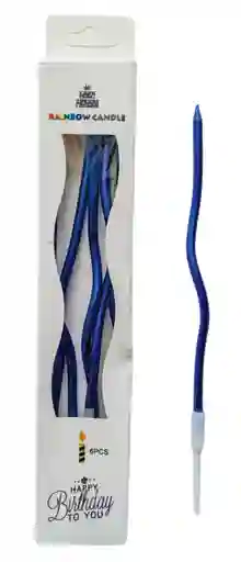 Vela Curva Metalizada Azul Paquete 6 Und