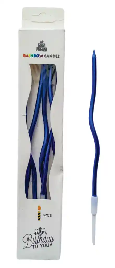 Vela Curva Metalizada Azul Paquete 6 Und