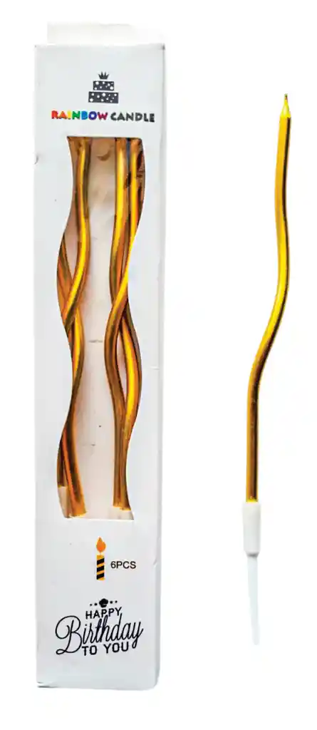 Vela Curva Metalizada Dorada Paquete 6 Und