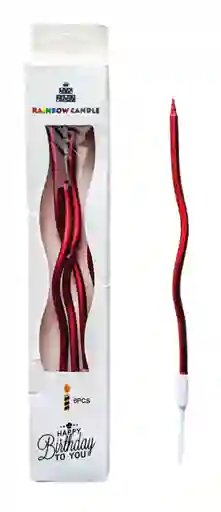 Vela Curva Metalizada Roja Paquete 6 Und