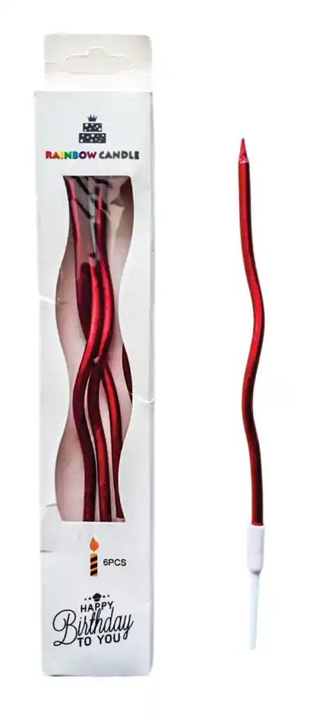 Vela Curva Metalizada Roja Paquete 6 Und