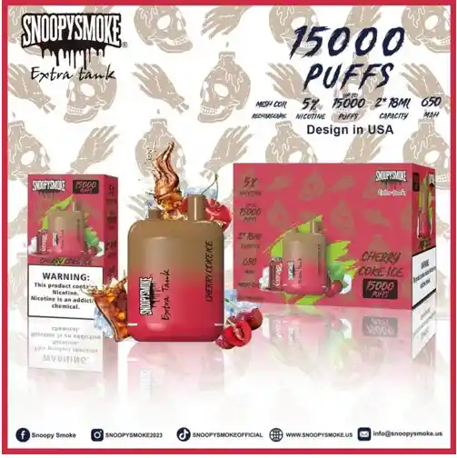 Snoopy Smoke Vaper 15000 Puffs Hielo De Cereza