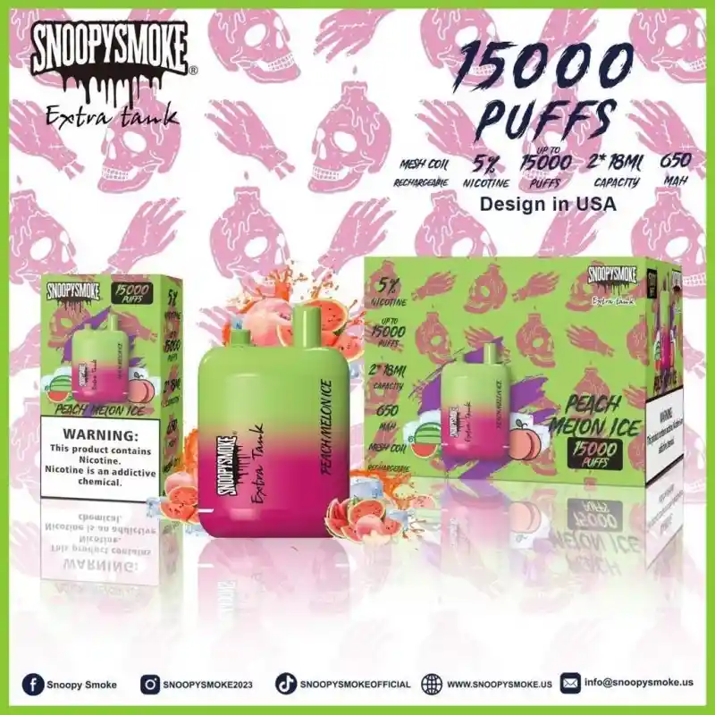 Snoopy Smoke Vaper 15000 Puffs Hielo De Sandia Melocotón