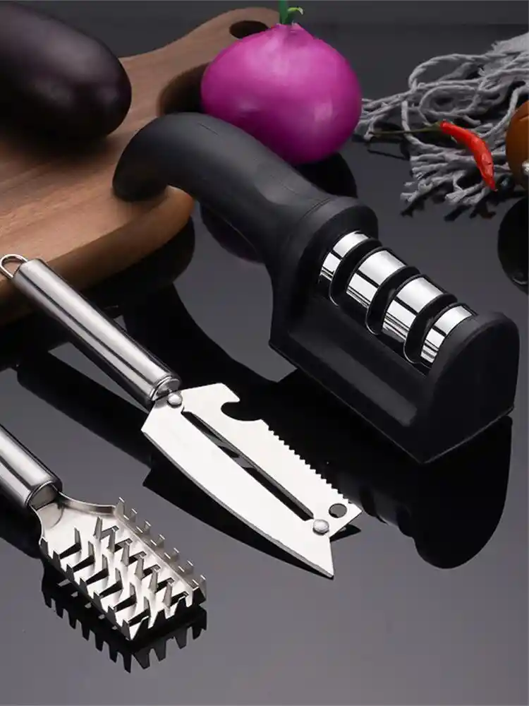 Afilador De Cuchillos 3 Pasos Ergonómico Para El Hogar Antideslizante