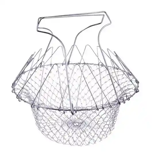 Escurridor Plegable En Acero Inoxidable, Cesta De Malla