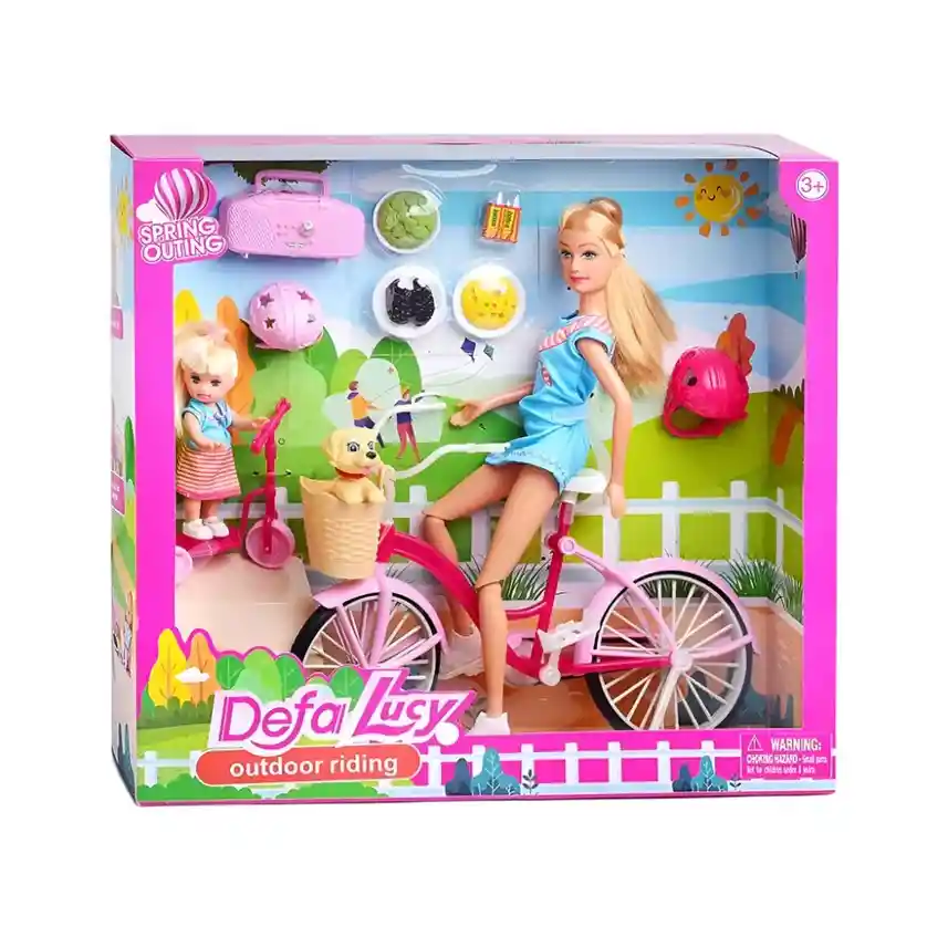Muñeca Defa Lucy Paseo Al Aire Libre Con Accesorios