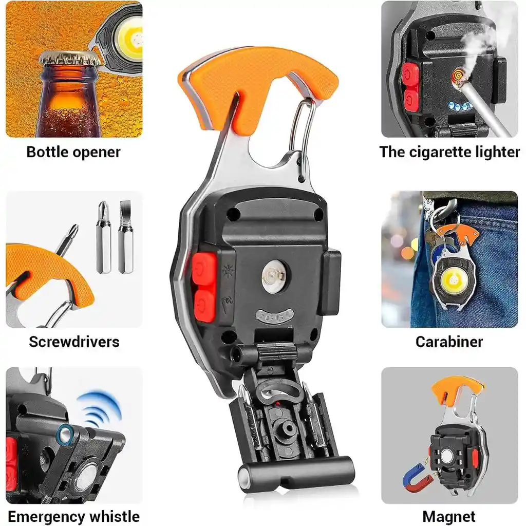 Mini Linterna Recargable Multifuncional Encendedor Potente