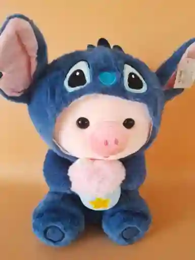 Peluche Cerdo Disfraz Stitch 25 Cm Azul