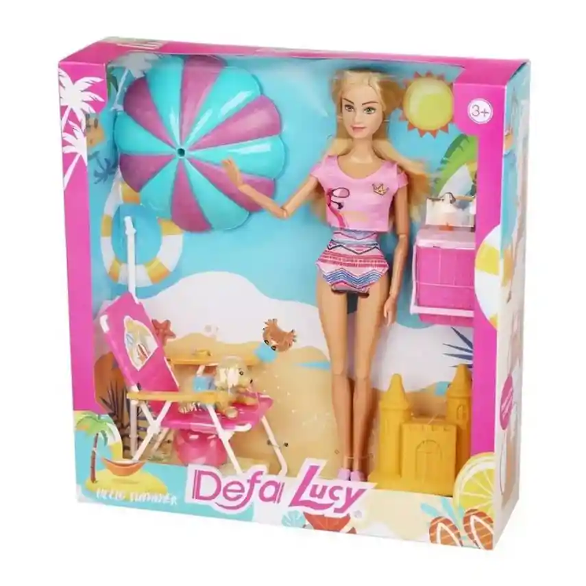 Muñeca Defa Lucy Dia En La Playa Con Accesorios