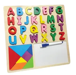 Juguete Didactico Tablero En Madera De Letras Y Tangram
