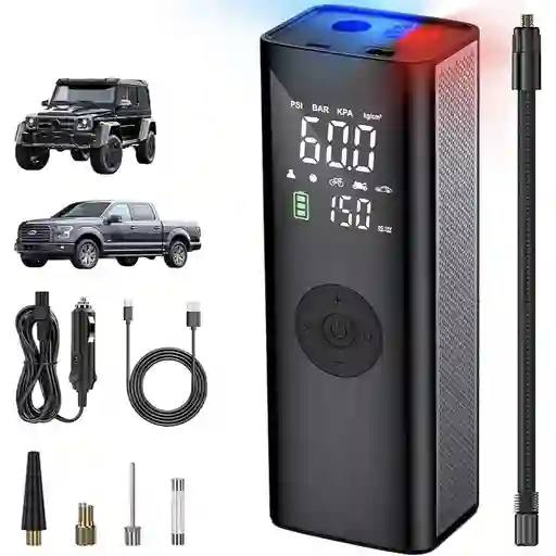 Compresor Inflador Recargable Portátil Carro Moto Bicicletas Linterna