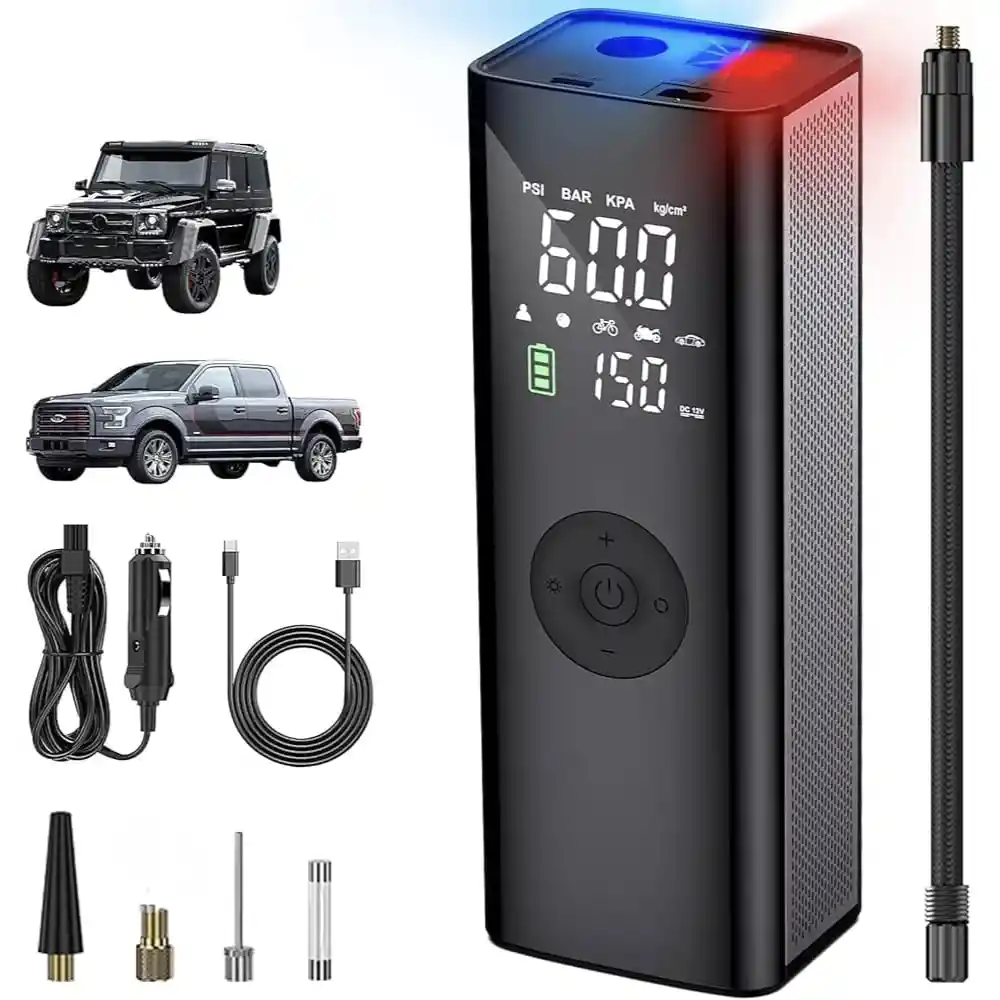 Compresor Inflador Recargable Portátil Carro Moto Bicicletas Linterna