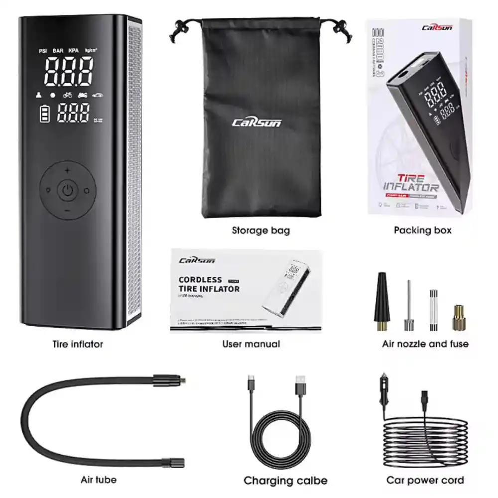 Compresor Inflador Recargable Portátil Carro Moto Bicicletas Linterna