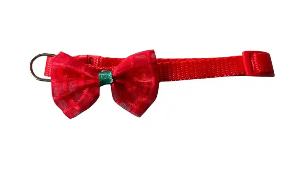 Collar Para Gato O Perro Pequeño Con Moño Y Cascabel Rojo