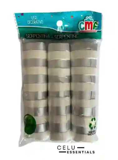 Serpentina Blanca Y Plateada X36