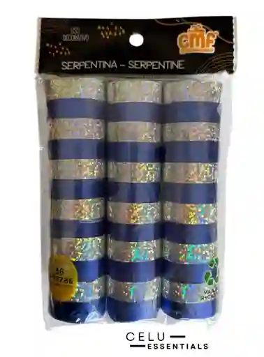 Serpentina Azul Y Plateado X36