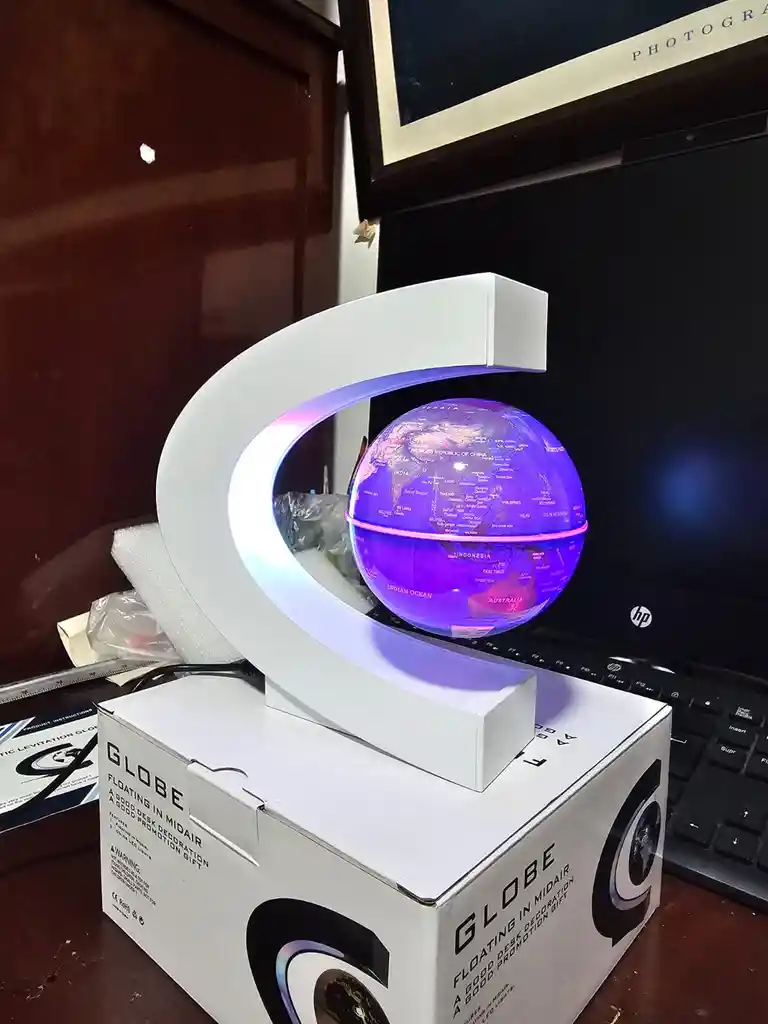 Globo Flotante Terráqueo Con Levitación Magnética Base Y Luz Lampara Led