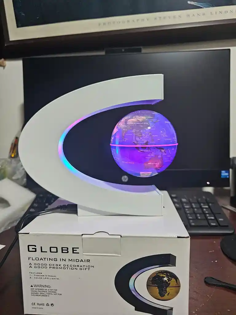 Globo Flotante Terráqueo Con Levitación Magnética Base Y Luz Lampara Led