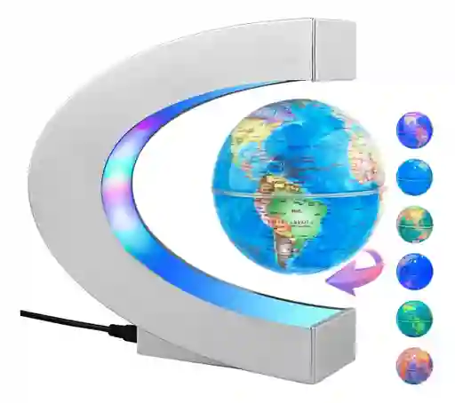 Globo Flotante Terráqueo Con Levitación Magnética Base Y Luz Lampara Led