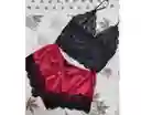 Pijama Vino Short Pantaloneta Satín Y Bralette Encaje