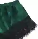 Pijama Verde Short Pantaloneta Satín Y Bralette Encaje