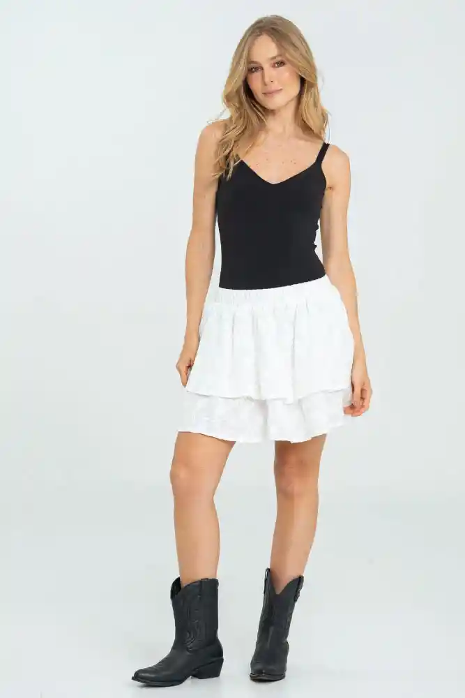 Falda Corta Algodon Color Blanco Crudo Talla 6