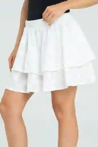 Falda Corta Algodon Color Blanco Crudo Talla 8