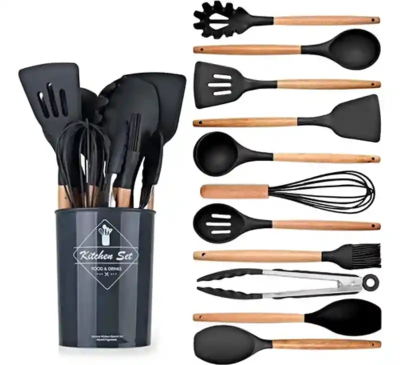 Set X 12 Utensilios De Cocina En Silicona Resistente Al Calor