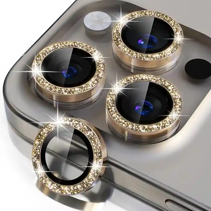 Set Lentes Protectores Para Cámara Iphone 16 Pro Max Dorados