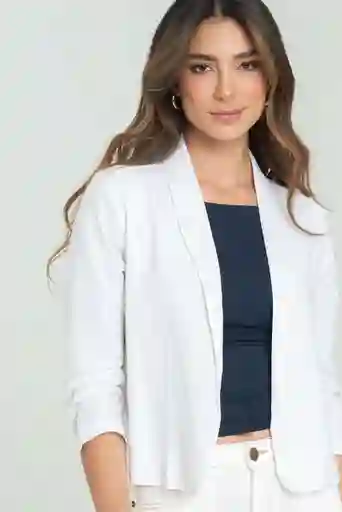 Chaqueta Tejida Lino Color Blanco Crudo Talla Xl