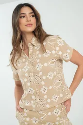 Camisa Ojalillo Turistic Color Beige Medio Talla L