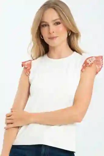 Top Manga Ojalillo Color Marfil Talla L
