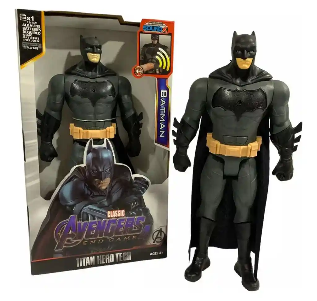 Muñeco Figura Acción Super Héroe Batman Articulado 30 Cm Luces Y Sonido