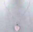 Collar Cuarzo Rosa Corazón Cadena Bañada Plata Ley 925