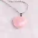 Collar Cuarzo Rosa Corazón Cadena Bañada Plata Ley 925