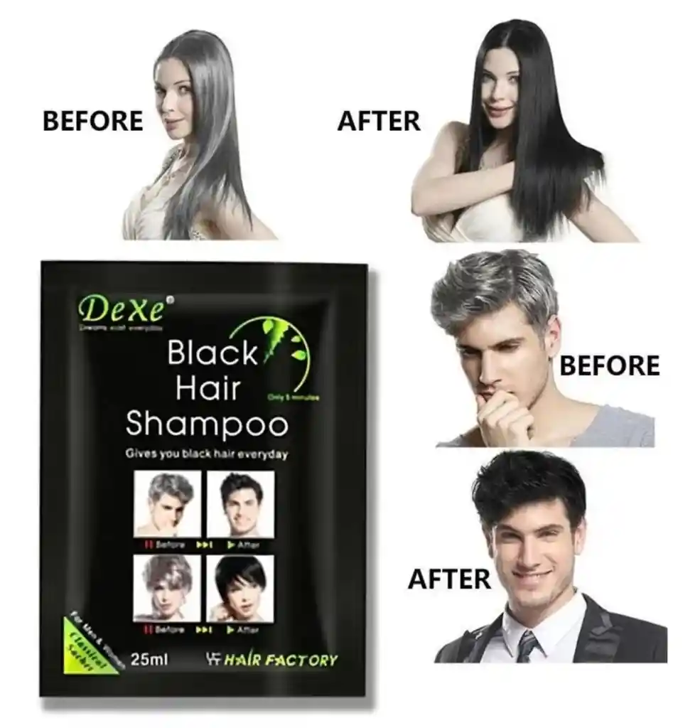 Shampoo Tinte Instantáneo Cubre Canas Color Negro