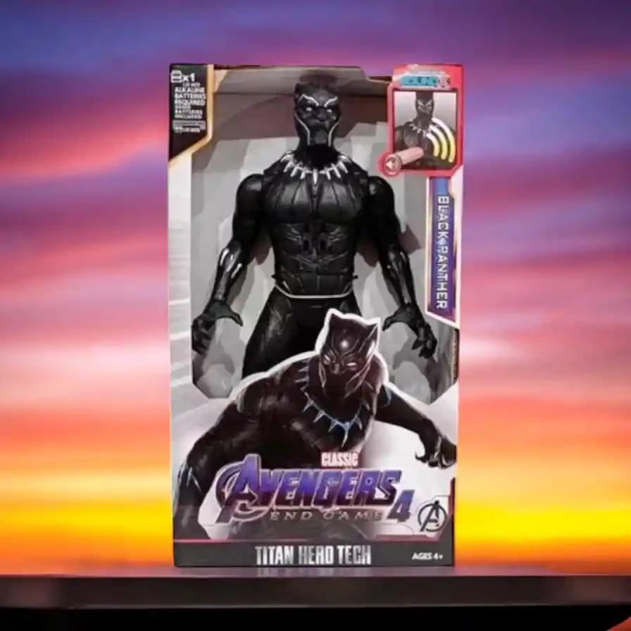 Figura Muñeco Súper Héroe Pantera Negra Luz Sonido Articulado Colección