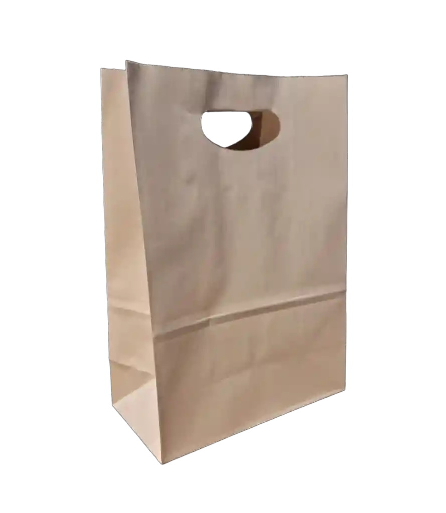 Bolsas Con Manija De Papel Kraft Eco X 50 Unidades (23x33+12cm)