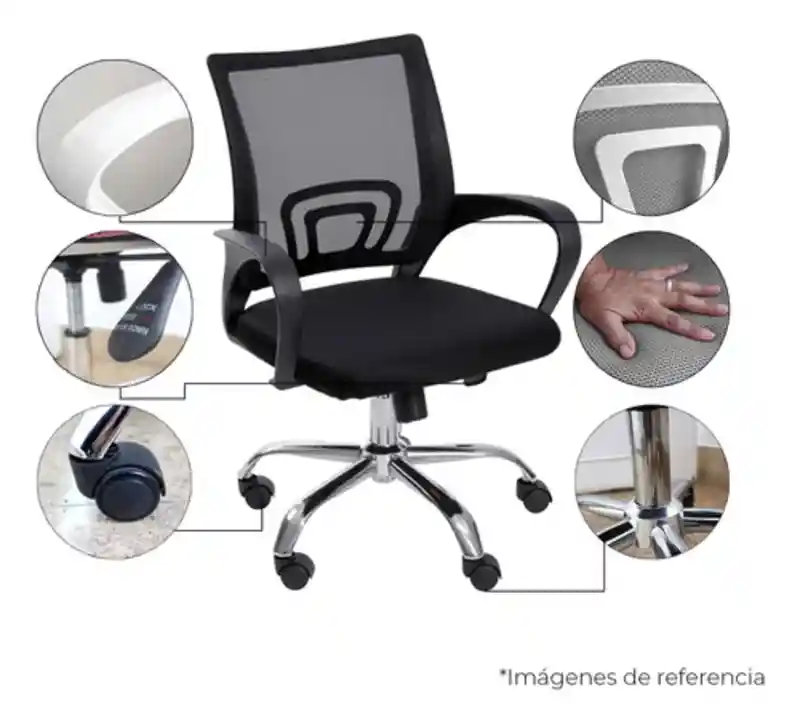Silla Para Oficina Escritorio Ergonómica Color Negro Material Del Tapizado Mesh